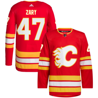 Men's Calgary Flames #47 Connor Zary Red Stitched Jersey