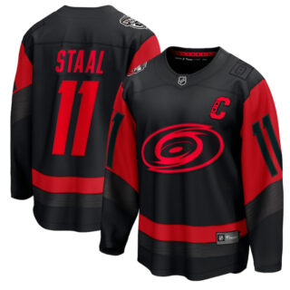 Men's Carolina Hurricanes #11 Jordan Staal Black Red Stadium Series Breakaway Stitched Jersey