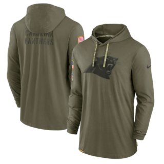 Men's Carolina Panthers 2022 Olive Salute To Service Tonal Pullover Hoodie