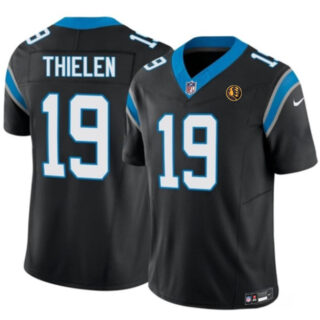 Men's Carolina Panthers #19 Adam Thielen Black 2023 F.U.S.E. With John Madden Patch Vapor Limited Stitched Football Jersey