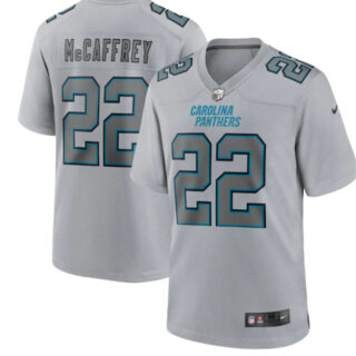 Men's Carolina Panthers #22 Christian McCaffrey Grey Atmosphere Fashion Stitched Game Jersey