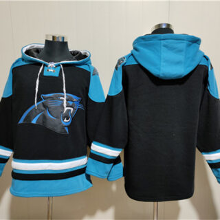 Men's Carolina Panthers Blank Black Ageless Must-Have Lace-Up Pullover Hoodie