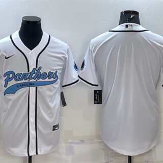 Men's Carolina Panthers Blank White With Patch Cool Base Stitched Baseball Jersey
