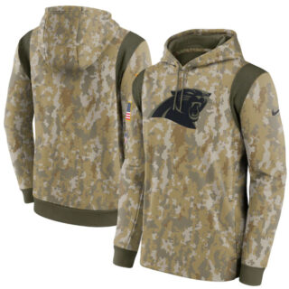 Men's Carolina Panthers Camo 2021 Salute To Service Therma Performance Pullover Hoodie