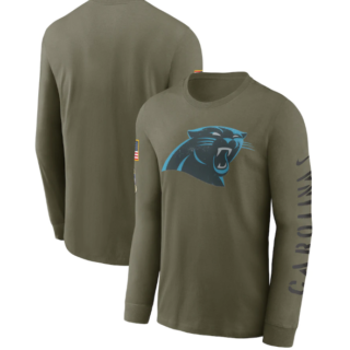 Men's Carolina Panthers Olive 2022 Salute To Service Long Sleeve T-Shirt
