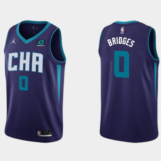 Men's Charlotte Hornets #0 Miles Bridges Purple Stitched Basketball Jersey