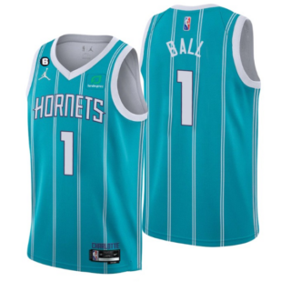 Men's Charlotte Hornets #1 LaMelo Ball 2022-23 Icon Edition No.6 Patch Stitched Basketball Jersey