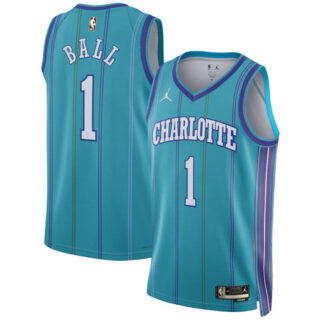 Men's Charlotte Hornets #1 LaMelo Ball Teal 2023 24 Classic Edition Stitched Basketball Jersey