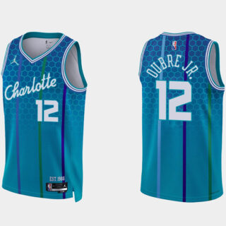Men's Charlotte Hornets #12 Kelly Oubre Jr. 2021 22 Blue 75th Anniversary City Edition Stitched Basketball Jersey