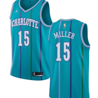 Men's Charlotte Hornets #15 Percy Miller Aqua Stitched Basketball Jersey