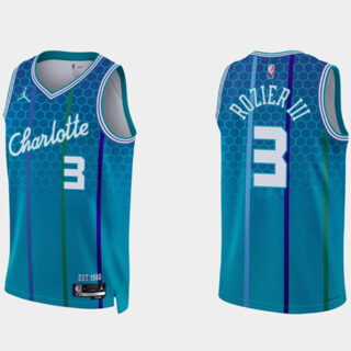 Men's Charlotte Hornets #3 Terry Rozier III 2021 22 Blue 75th Anniversary City Edition Stitched Basketball Jersey