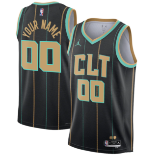 Men's Charlotte Hornets Active Player Custom 2022 2023 Black City Edition Stitched Basketball Jersey