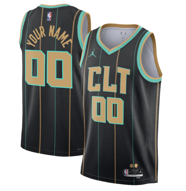 Men's Charlotte Hornets Active Player Custom 2022 2023 Black City Edition Stitched Basketball Jersey