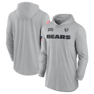 Men's Chicago Bears 2024 Gray Salute To Service Lightweight Performance Long Sleeve Hooded T-Shirt