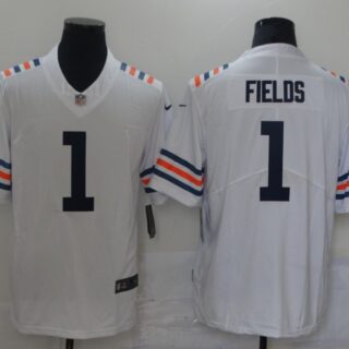 Men's Chicago Bears #1 Justin Fields White 2021 Vapor Untouchable Stitched NFL Nike Alternate Classic Limited Jersey