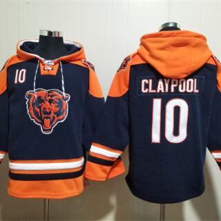 Men's Chicago Bears #10 Chase Claypool Navy Ageless Must-Have Lace-Up Pullover Hoodie