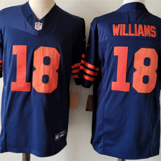 Men's Chicago Bears #18 Caleb Williams Navy 2024 Draft Color Rush F.U.S.E. Vapor Stitched Football Jersey