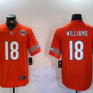 Men's Chicago Bears #18 Caleb Williams Orange 2024 Draft F.U.S.E. Vapor Stitched Football Jersey