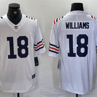 Men's Chicago Bears #18 Caleb Williams White 2024 Draft Vapor Stitched Football Jersey