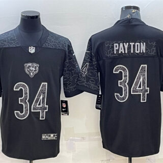 Men's Chicago Bears #34 Walter Payton Black Reflective Limited Stitched Jersey
