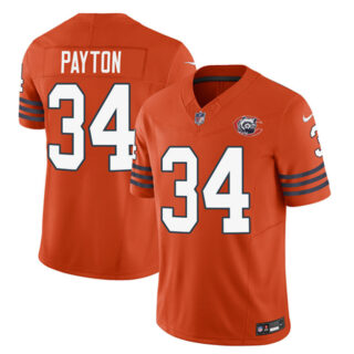 Men's Chicago Bears #34 Walter Payton Orange 2023 F.U.S.E. Throwback Limited Stitched Football Jersey