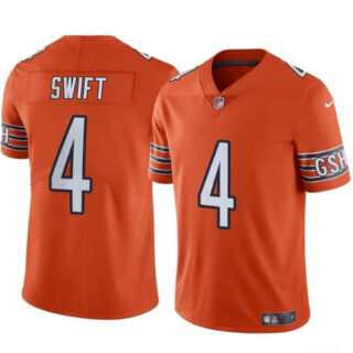 Men's Chicago Bears #4 D'Andre Swift Orange Vapor Stitched Football Jersey