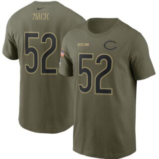 Men's Chicago Bears #52 Khalil Mack 2021 Olive Salute To Service Legend Performance T-Shirt