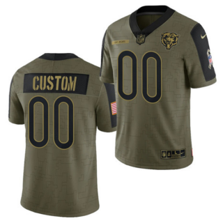 Men's Chicago Bears ACTIVE PLAYER Custom 2021 Olive Salute To Service Limited Stitched Jersey