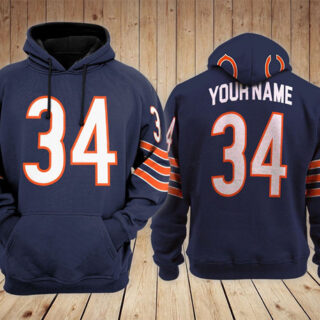 Men's Chicago Bears ACTIVE PLAYER Custom Navy Performance Pullover Hoodie