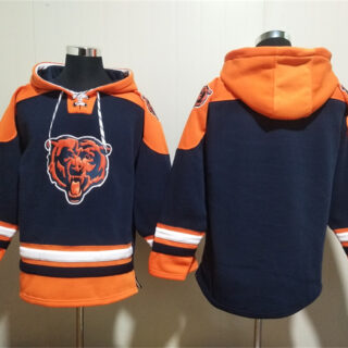 Men's Chicago Bears Blank Navy Ageless Must-Have Lace-Up Pullover Hoodie