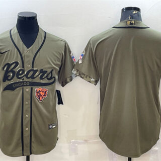 Men's Chicago Bears Blank Olive 2022 Salute To Service Cool Base Stitched Baseball Jersey