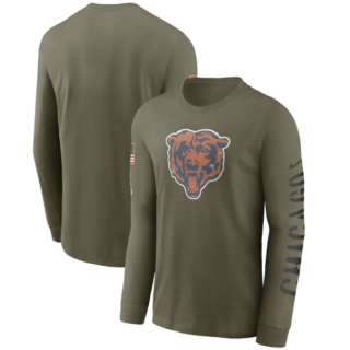 Men's Chicago Bears Olive 2022 Salute To Service Long Sleeve T-Shirt