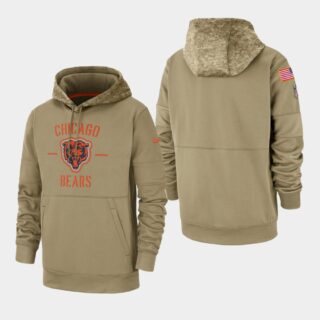Men's Chicago Bears Tan 2019 Salute to Service Sideline Therma Pullover Hoodie
