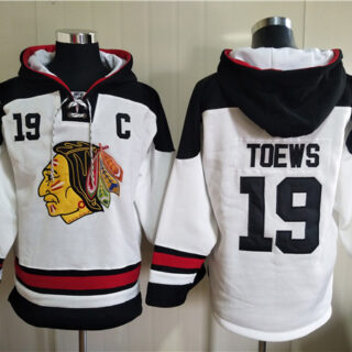 Men's Chicago Blackhawks #19 Jonathan Toews White Ageless Must-Have Lace-Up Pullover