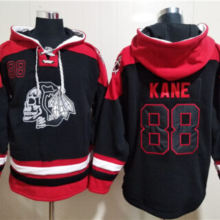 Men's Chicago Blackhawks #88 Patrick Kane Black Ageless Must-Have Lace-Up Pullover Hoodie