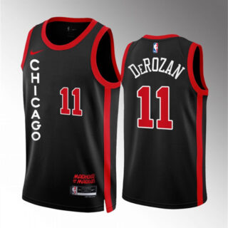 Men's Chicago Bulls #11 Demar Derozan Black 2023 24 City Edition Stitched Basketball Jersey