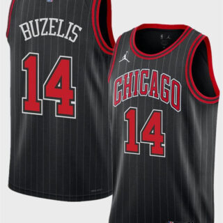 Youth Chicago Bulls #14 Matas Buzelis Black 2024 Draft Statement Edition Stitched Basketball Jersey