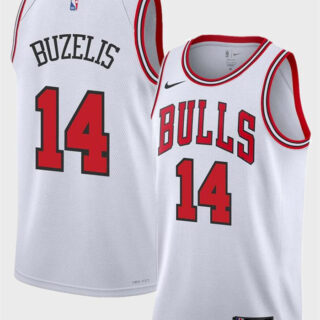 Men's Chicago Bulls #14 Matas Buzelis White 2024 Draft Association Edition Stitched Basketball Jersey
