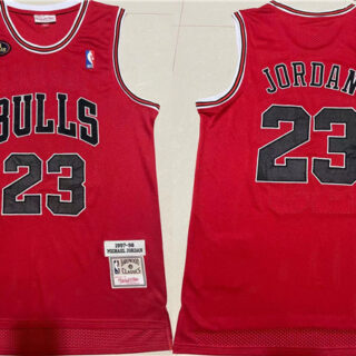 Men's Chicago Bulls #23 Michael Jordan 1997-98 Red Throwback Stitched Jersey