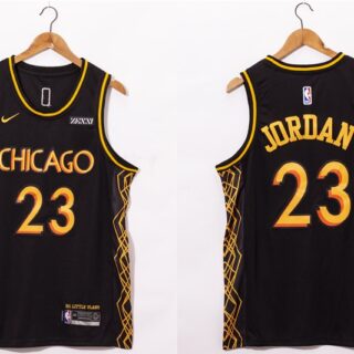 Men's Chicago Bulls #23 Michael Jordan NEW Black Nike 2021 Swingman City Edition Jersey