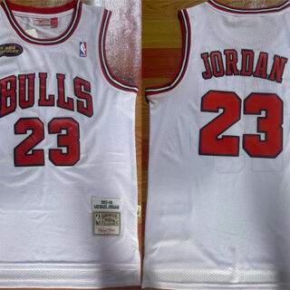Men's Chicago Bulls #23 Michael Jordan White 1997-98 NBA Finals Stitched Jersey