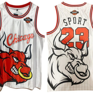 Men's Chicago Bulls #23 Michael Jordan White Print Basketball Jersey