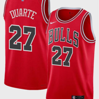 Men's Chicago Bulls #27 Chris Duarte Red 2024 Icon Edition Stitched Basketball Jersey