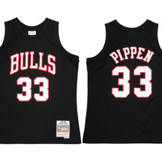 Men's Chicago Bulls #33 Scottie Pippen Black 97-98 Mitchell & Ness Swingman Stitched Jersey