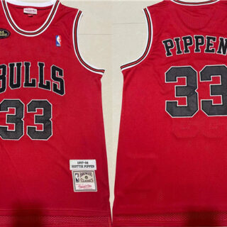 Men's Chicago Bulls #33 Scottie Pippen Red 1997-98 Throwback Stitched Jersey