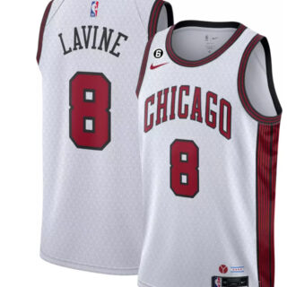 Men's Chicago Bulls #8 Zach LaVine 2022-23 White City Edition With NO.6 Patch Stitched Basketball Jersey
