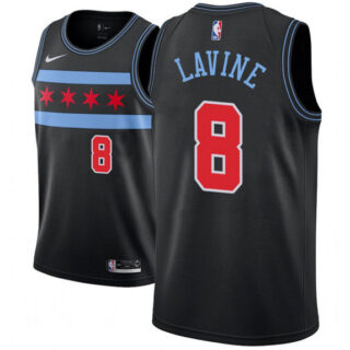 Men's Chicago Bulls #8 Zach Lavine Black Stitched Basketball Jersey