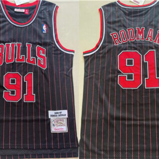 Men's Chicago Bulls #91 Dennis Rodman Black 1996-97 Throwback Stitched Jersey