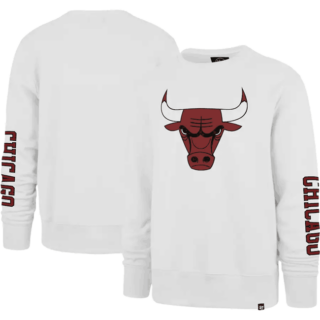Men's Chicago Bulls '47 White 2022 23 City Edition Two-Peat Headline Pullover Sweatshirt