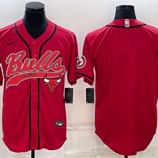 Men's Chicago Bulls Blank Red Cool Base Stitched Baseball Jersey